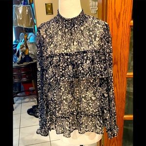 Lily white XL black ivory turtle neck shear fabric long sleeves